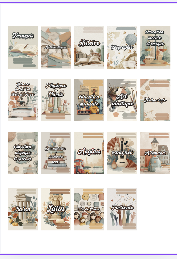 Pages de garde collège – Illustrées