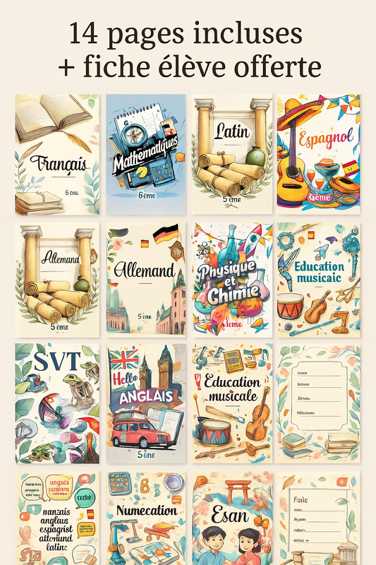 Pack Pages de garde scolaires – Signature Collège (PDF à imprimer ou imprimé & envoyé)