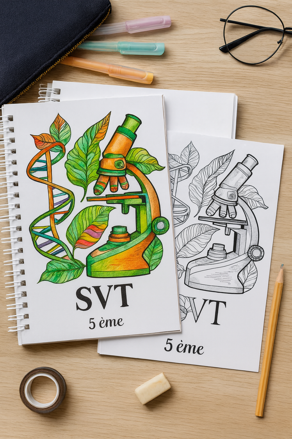 Pack Pages de Garde Collège – Version Noir & Blanc à colorier (PDF ou imprimé & envoyé)