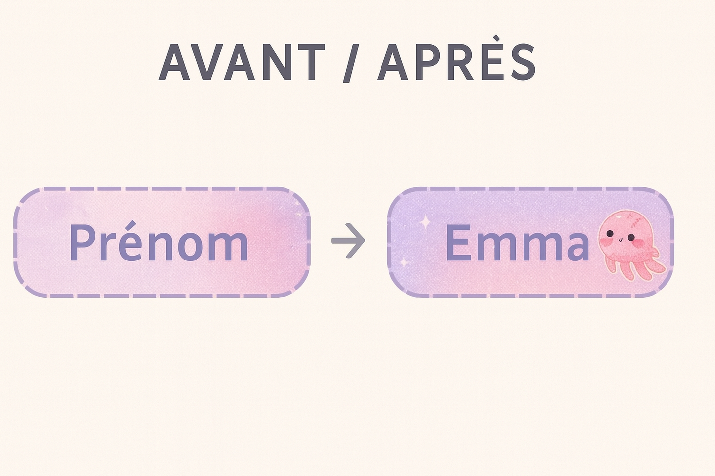 Étiquettes prénom imprimables – Univers Manga Pastel (PDF A4 – Kawaii)