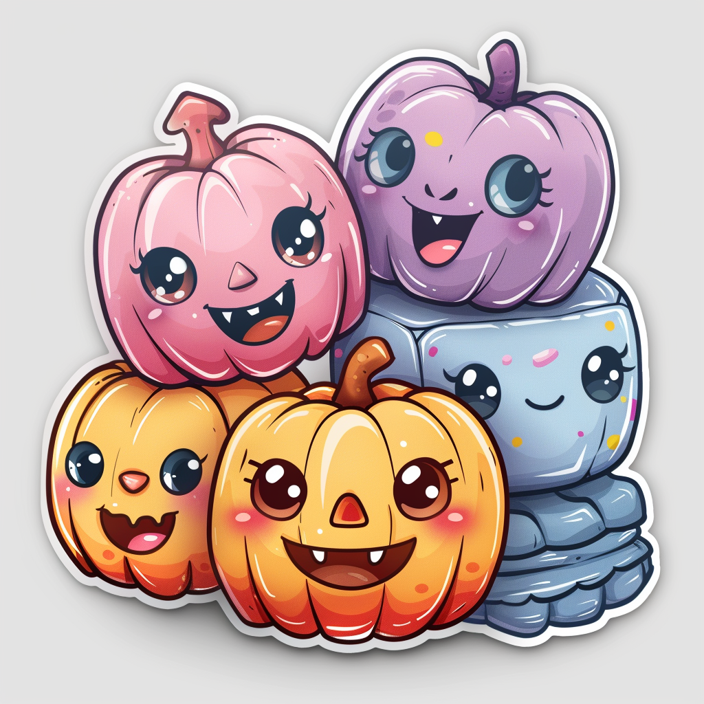 Stickers Halloween Kawaii 🎃👻 – Version Physique (pochettes premium découpées Cricut)