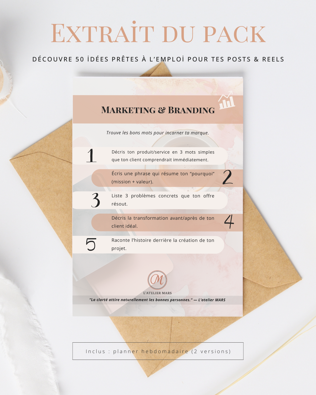 Pack 50 Prompts + Planner Hebdo (PDF imprimable & digital)