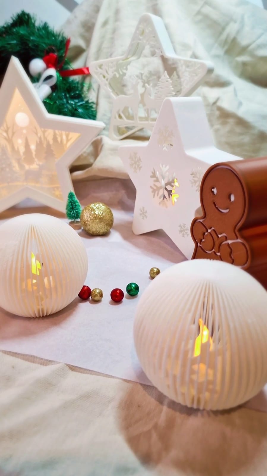 Photophore Rond 3D – Lumière LED – Décoration de Noël / Ambiance – Atelier MARS