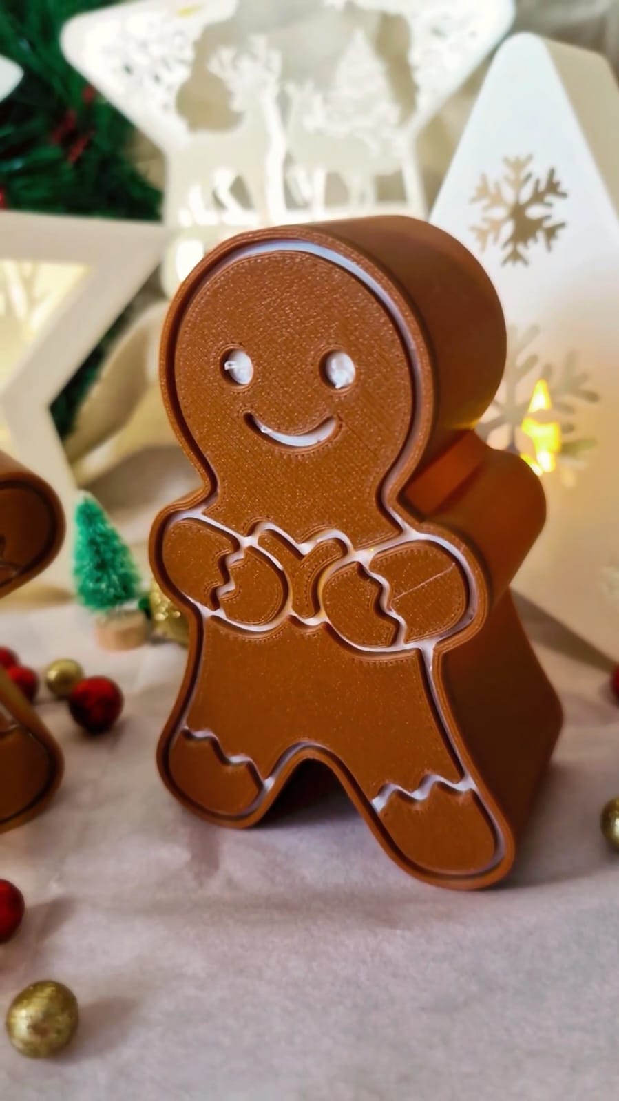 Photophore Pain d’Épice 3D – Avec Bougie LED – Décoration de Noël – Atelier MARS