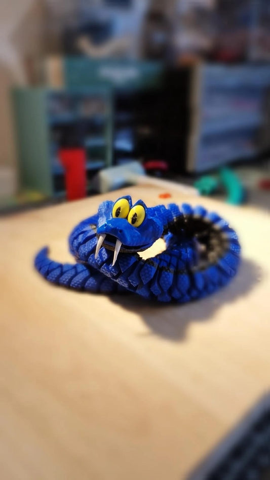 Serpent articulé 3D – Modèle Bleu XXL (74 cm) – Jouet flexible / Déco – Atelier MARS