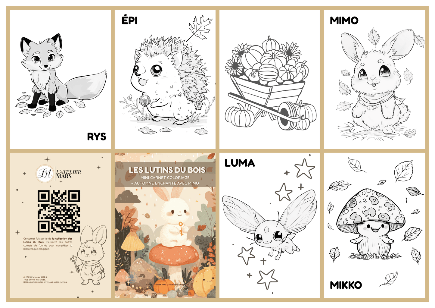 Mini livret de coloriage Atelier MARS – Lutins du Bois✨ | PDF à imprimer et plier soi-même