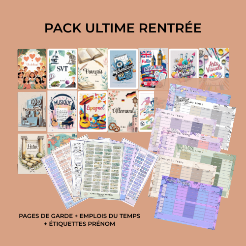 Pack Ultime Rentrée – Tout-en-un pour une rentrée organisée et stylée (PDF à imprimer ou imprimé & envoyé)