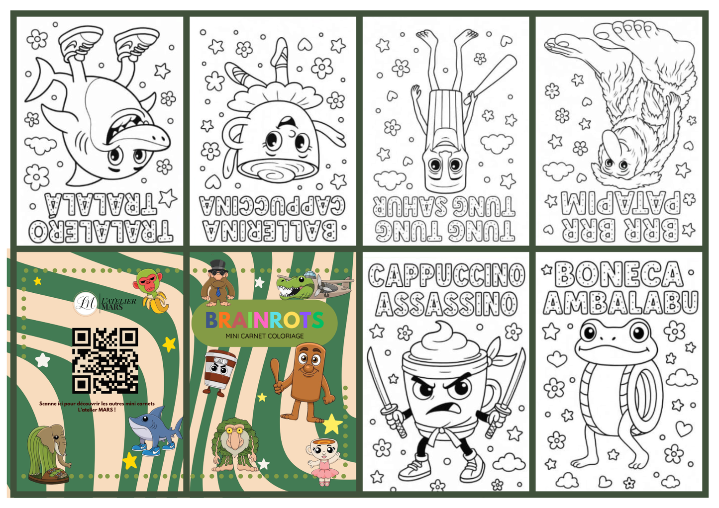 Mini livret de coloriage Atelier MARS – Brainrot✨ | PDF à imprimer et plier soi-même