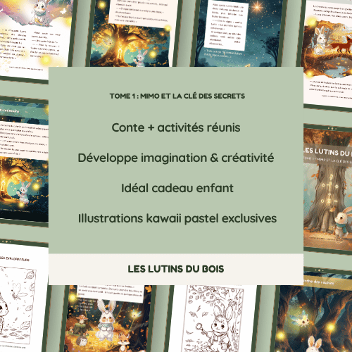 Les Lutins du Bois – Tome 1 : Mimo et la Clé des Secrets | Conte illustré + Activités à Colorier (PDF téléchargeable)