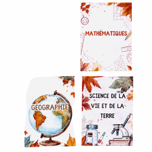 👉 Pages de Garde Collège – Collection Automne 2025 🍂 (7 matières + fiche de présentation personnalisée)