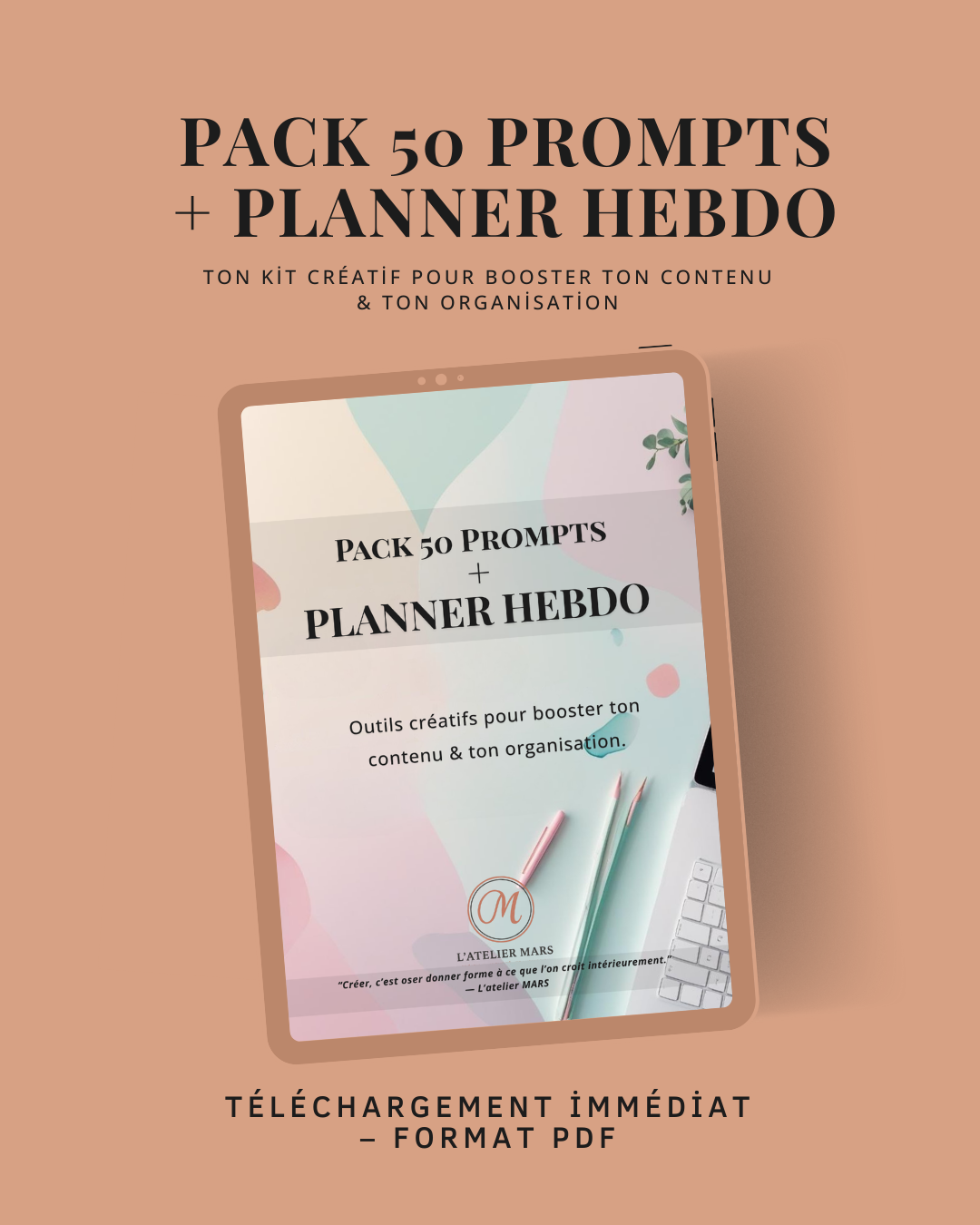 Pack 50 Prompts + Planner Hebdo (PDF imprimable & digital)