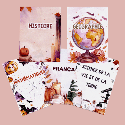 👉 Pages de Garde Collège – Collection Halloween 2025 🎃 (7 matières + fiche de présentation personnalisée)