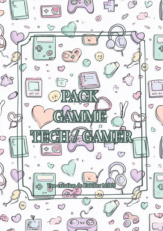 Pack Pages de garde scolaires – Tech-Gamer (PDF à imprimer ou imprimé & envoyé)
