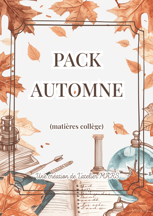 👉 Pages de Garde Collège – Collection Automne 2025 🍂 (7 matières + fiche de présentation personnalisée)