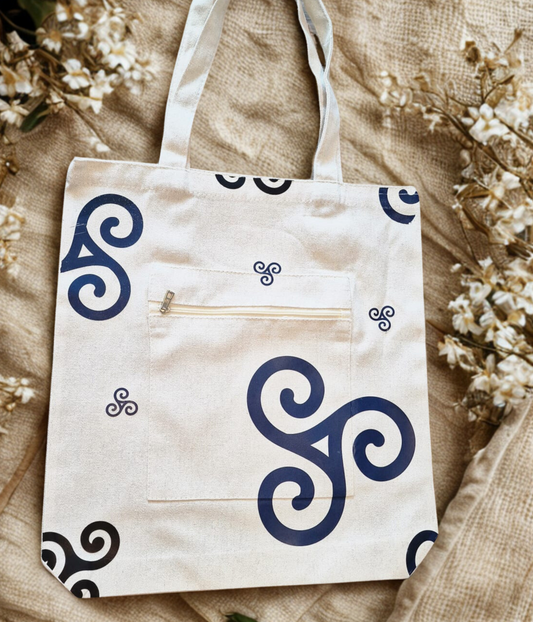 Tote Bag Breton en Canevas Beige – Motif Triskell