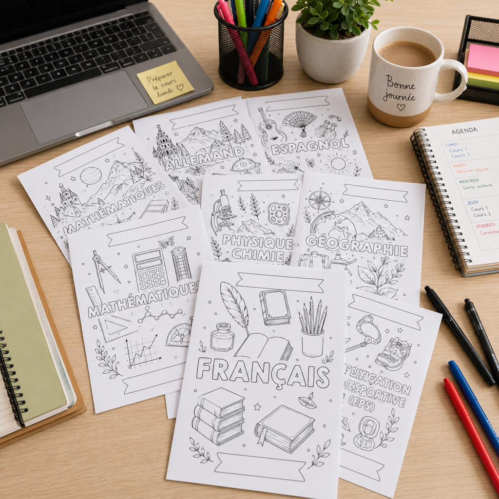 Pack Pages de Garde Collège CRÉATIF – 19 matières à personnaliser (PDF)