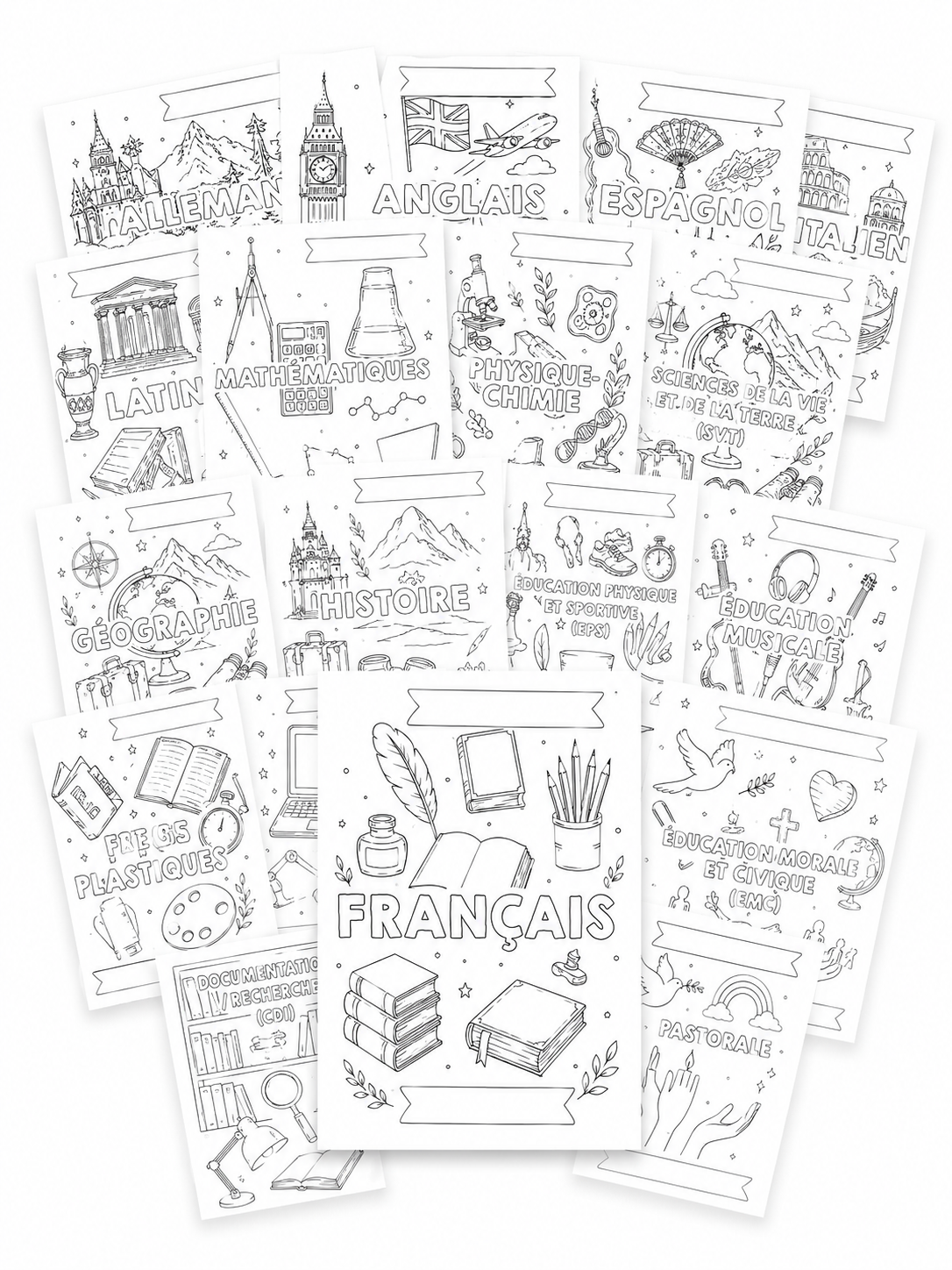 Pack Pages de Garde Collège CRÉATIF – 19 matières à personnaliser (PDF)