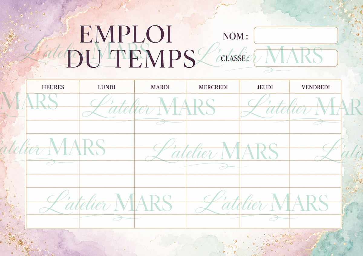 Emploi du temps à imprimer – Choisissez votre modèle