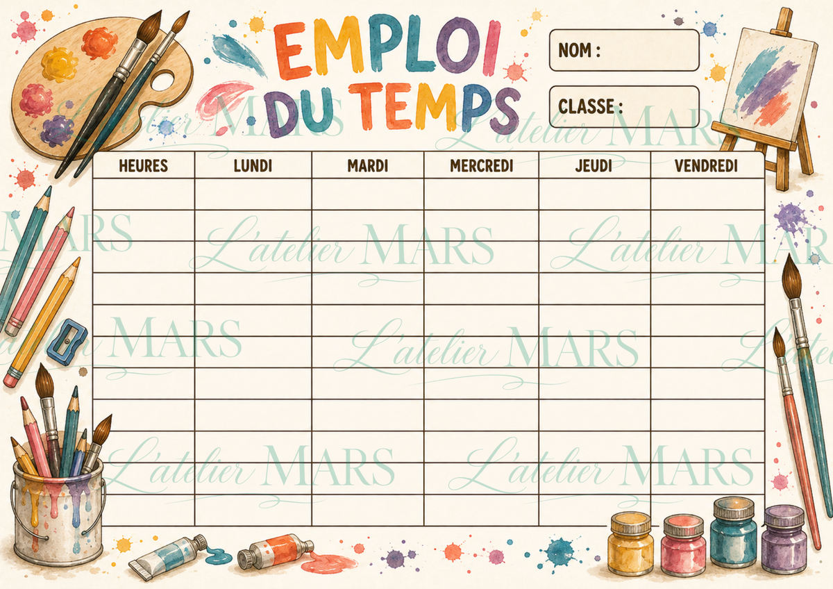 Emploi du temps à imprimer – Choisissez votre modèle