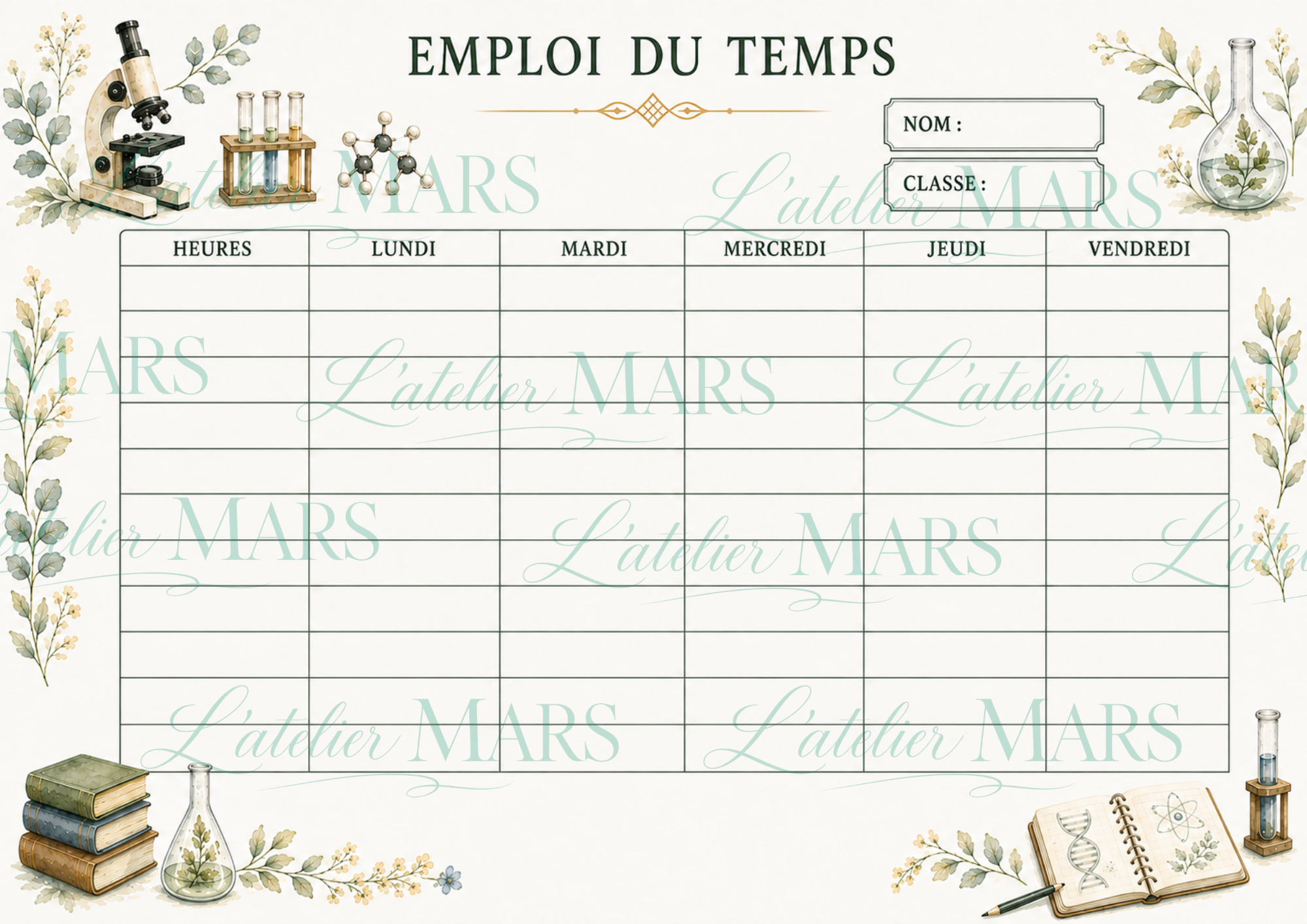 Emploi du temps à imprimer – Choisissez votre modèle