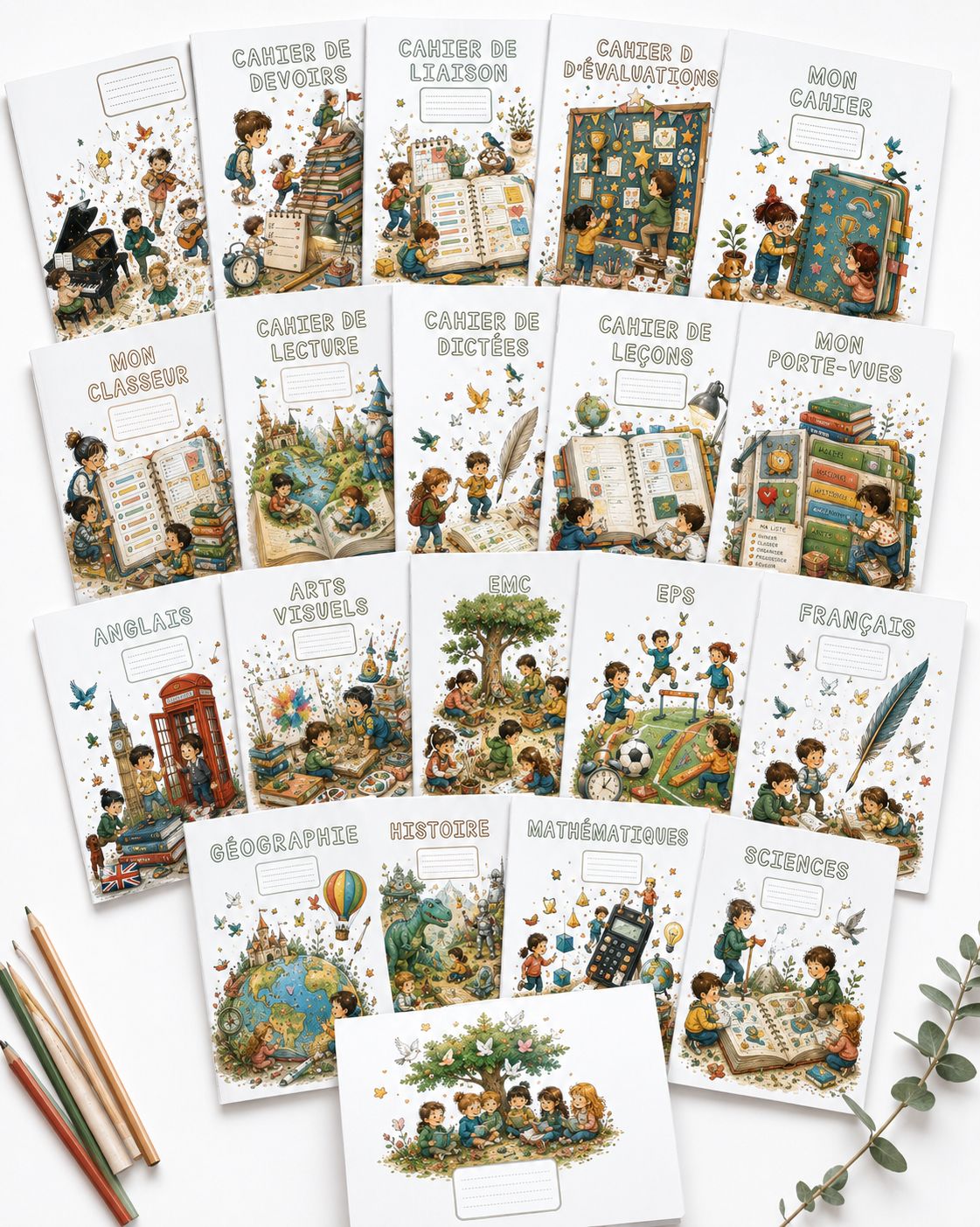 Pack Primaire Cycles 2 & 3 – 22 Pages de Garde à Imprimer