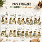 Pack Pages de Garde Primaire Belgique – 47 pages à imprimer (PDF)