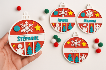 Boules de Noël personnalisées – Prénom en relief (Fabrication 48h)