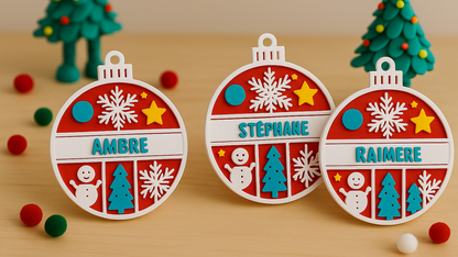Boules de Noël personnalisées – Prénom en relief (Fabrication 48h)