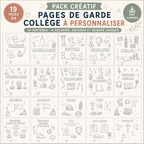 Pack Pages de Garde Collège CRÉATIF – 19 matières à personnaliser (PDF)