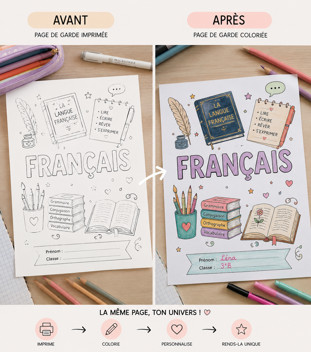 Pack Pages de Garde Collège CRÉATIF – 19 matières à personnaliser (PDF)