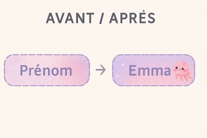 Étiquettes prénom imprimables – Univers Manga Pastel (PDF A4 – Kawaii)