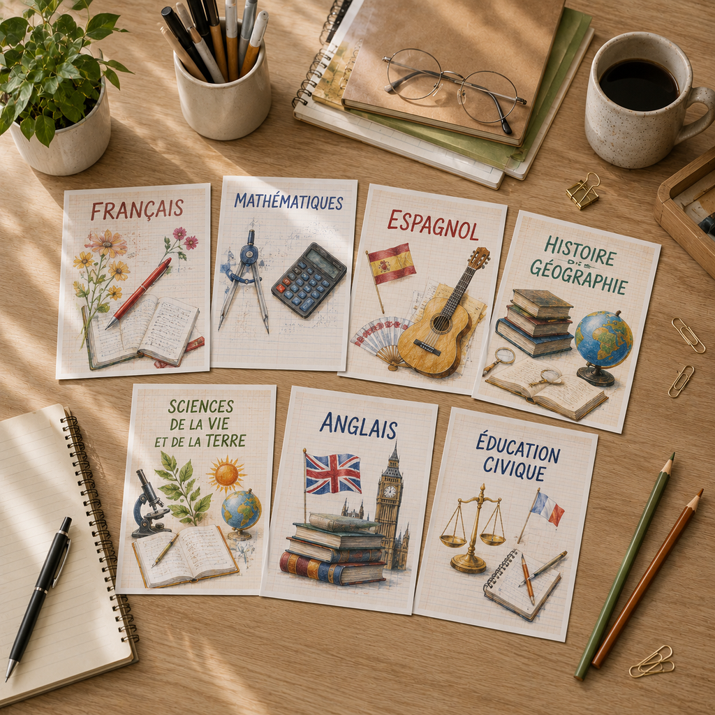 Pages de garde Collège à imprimer | Pack PDF 19 matières