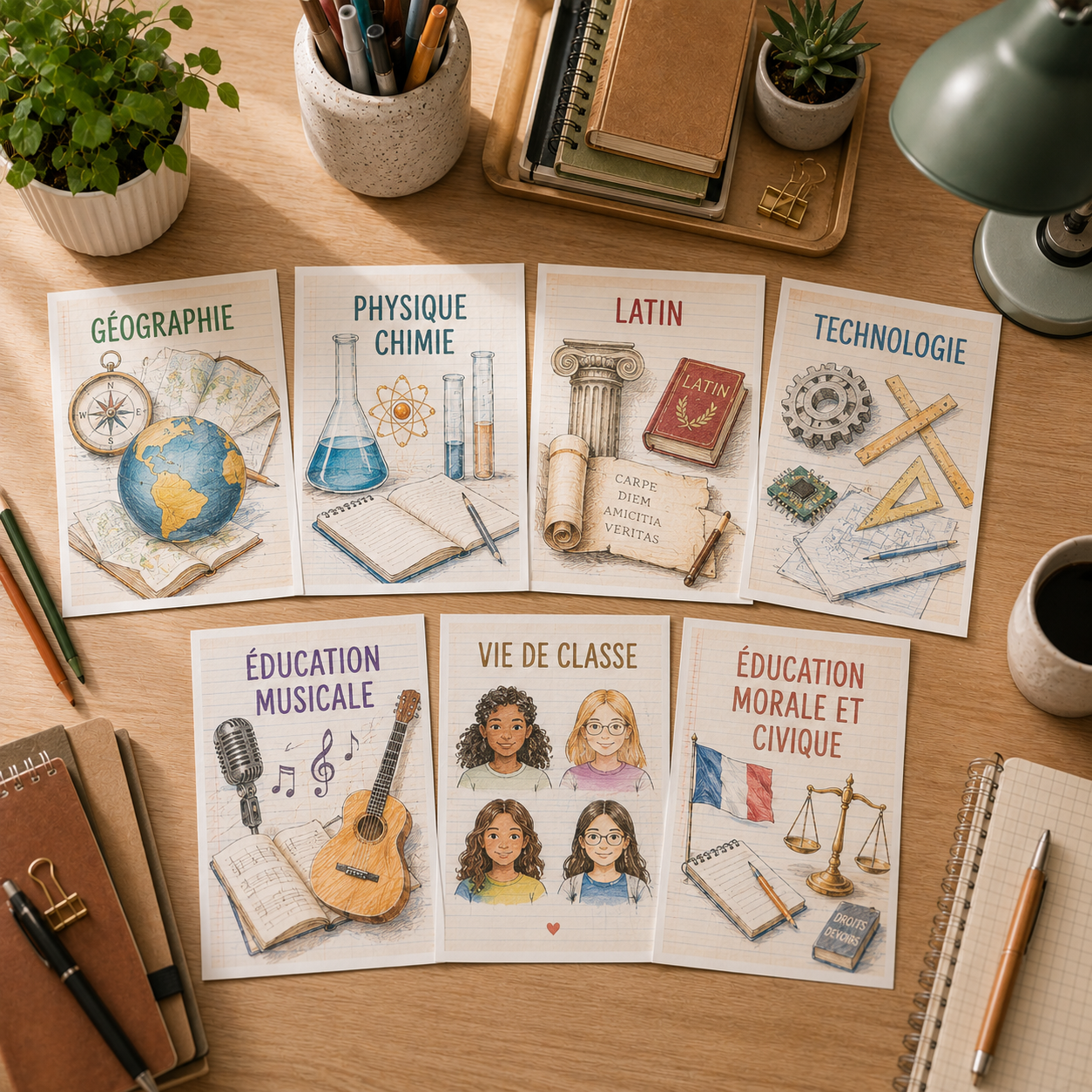 Pages de garde Collège à imprimer | Pack PDF 19 matières