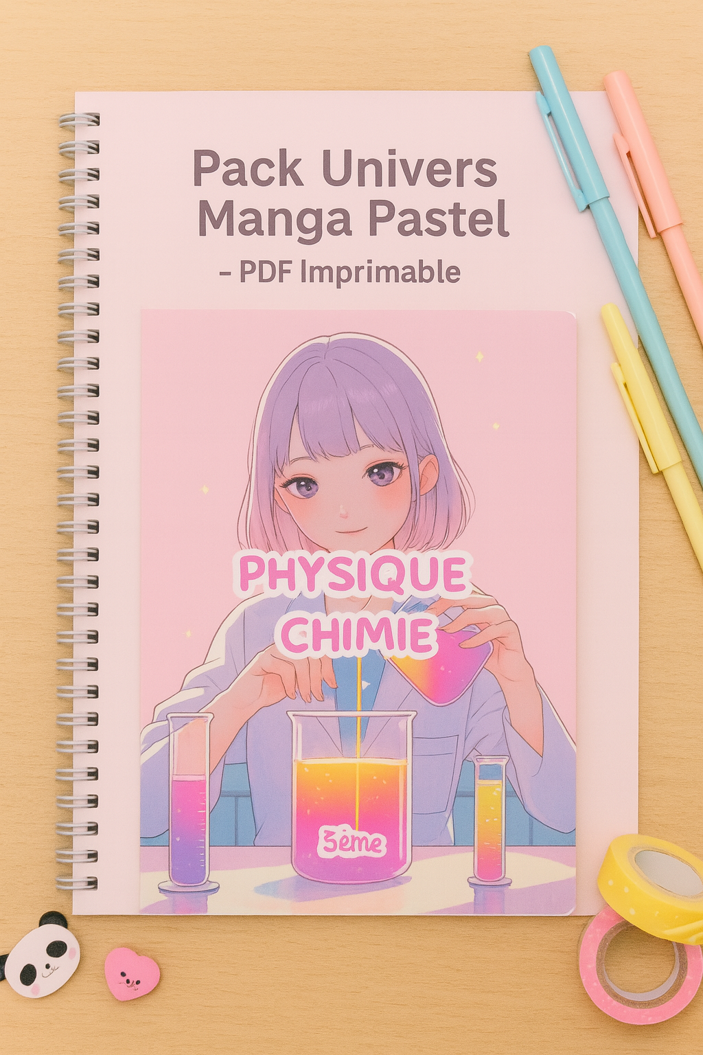 Pack Pages de garde scolaires – Univers Manga Pastel (PDF à imprimer ou imprimé & envoyé)