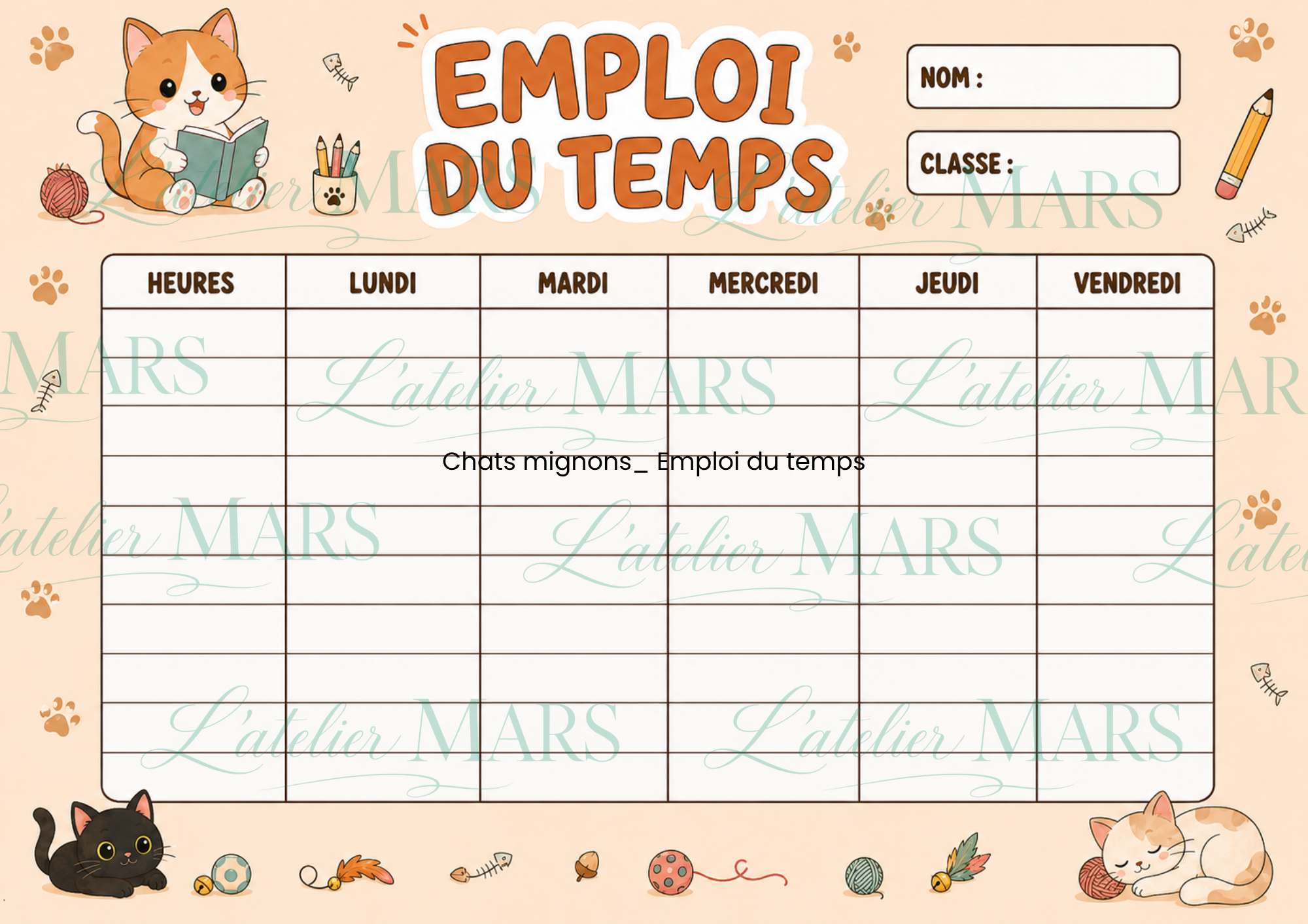 Emploi du temps à imprimer – Choisissez votre modèle