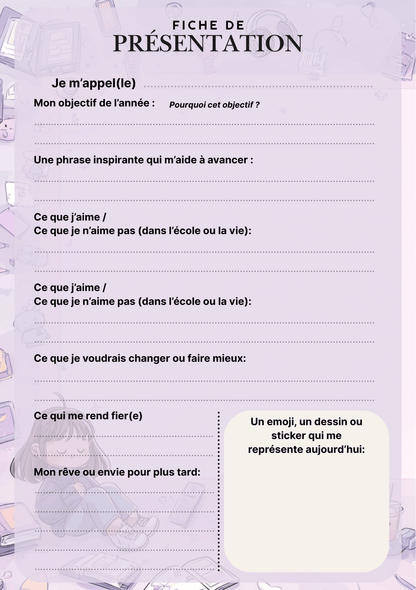 Emploi du temps scolaire – Manga Pastel (PDF à imprimer ou imprimé & envoyé)
