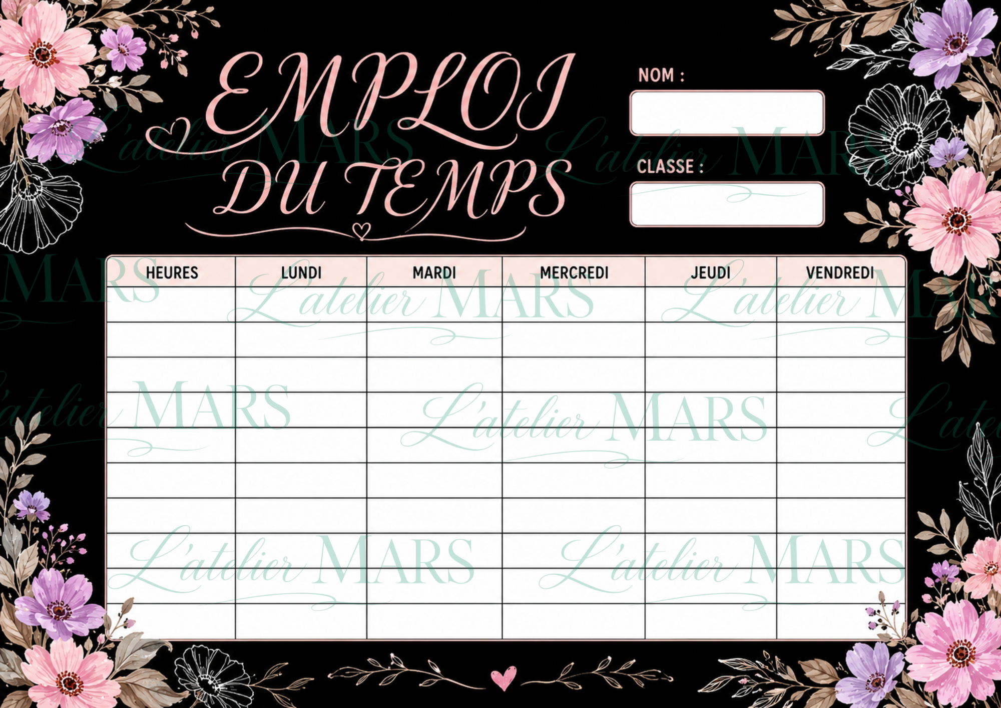 Emploi du temps à imprimer – Choisissez votre modèle