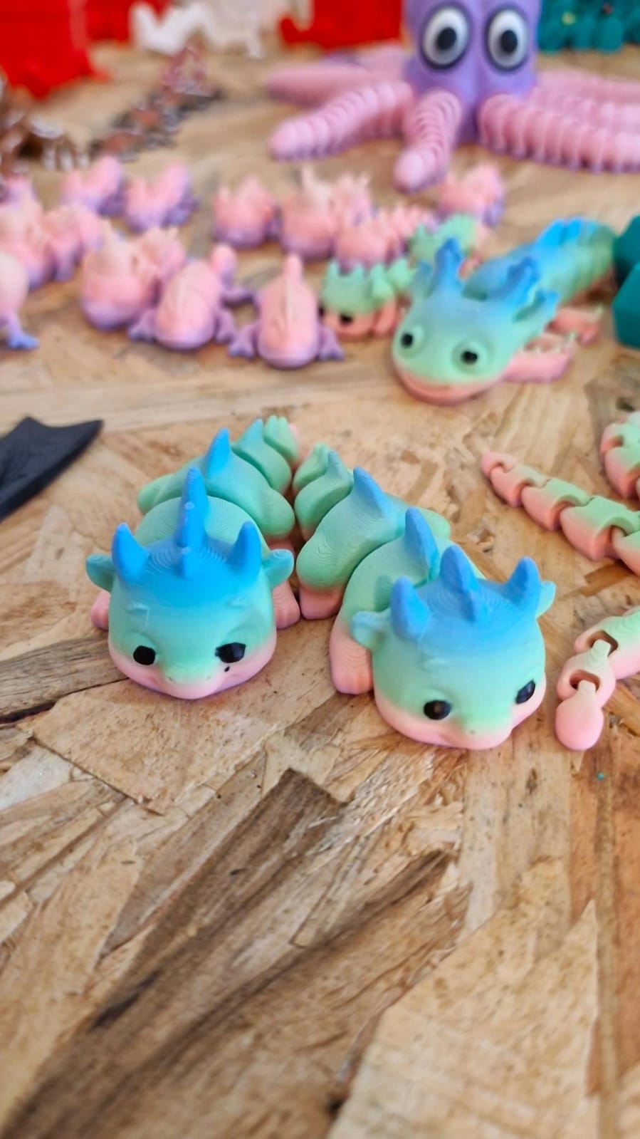 Mini Figurines Articulées 3D – Dragons, Axolotl, Loutre, Hippopotame, Pain d’Épice – Miniatures ~3 cm – Atelier MARS