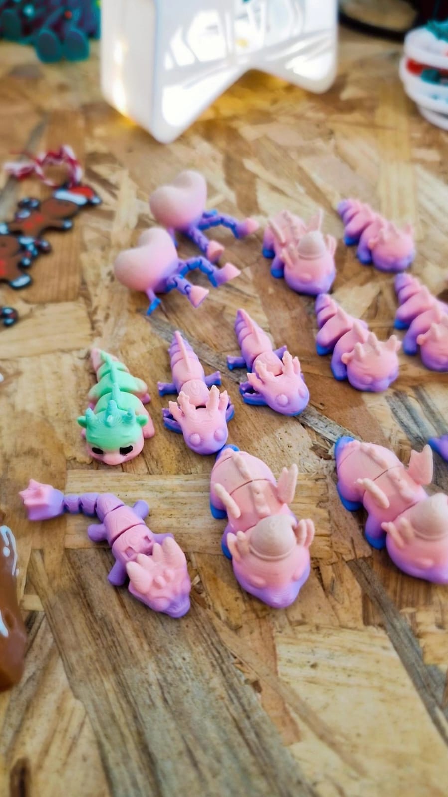 Mini Figurines Articulées 3D – Dragons, Axolotl, Loutre, Hippopotame, Pain d’Épice – Miniatures ~3 cm – Atelier MARS