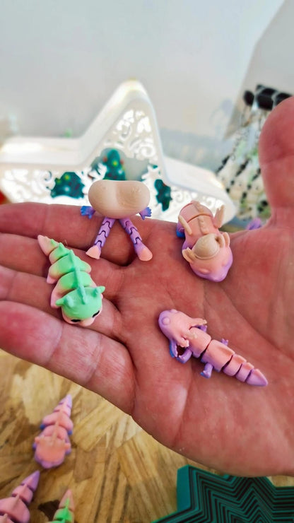 Mini Figurines Articulées 3D – Dragons, Axolotl, Loutre, Hippopotame, Pain d’Épice – Miniatures ~3 cm – Atelier MARS
