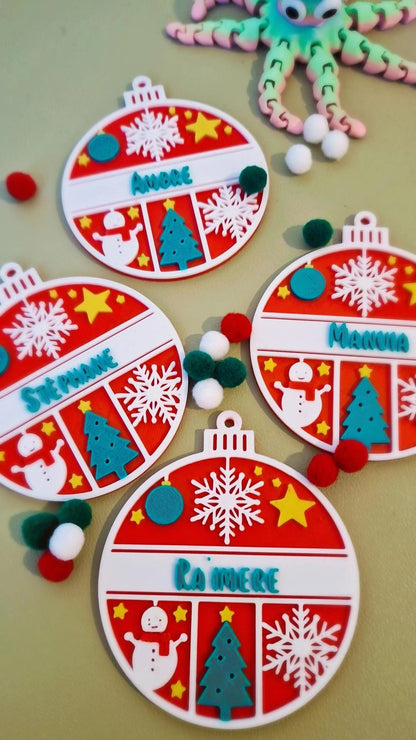Boules de Noël personnalisées – Prénom en relief (Fabrication 48h)