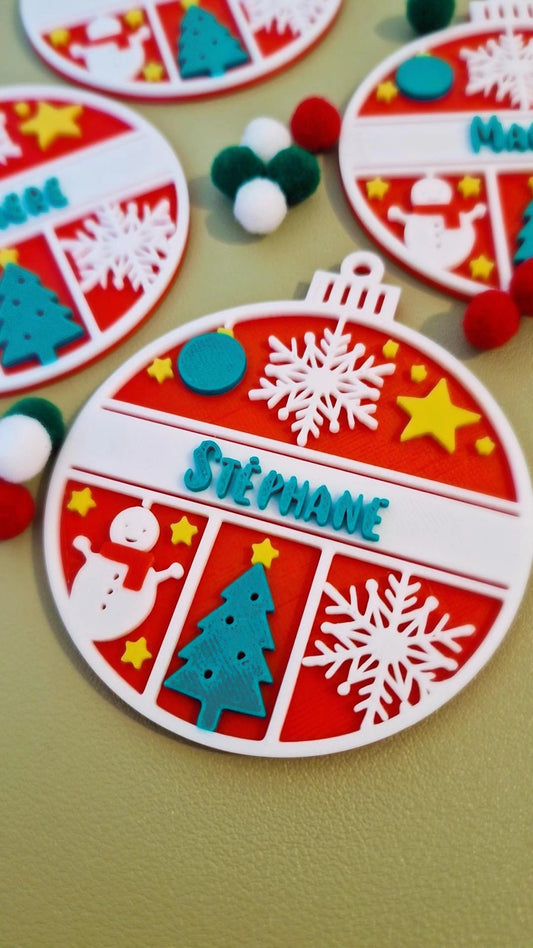 Boules de Noël personnalisées – Prénom en relief (Fabrication 48h)
