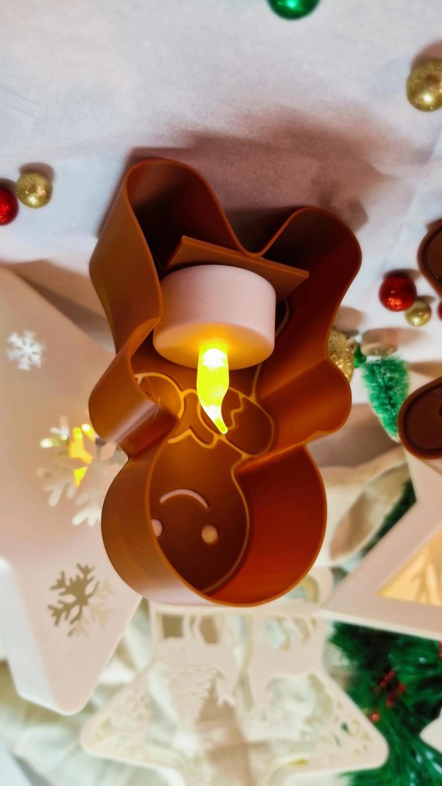 Photophore Pain d’Épice 3D – Avec Bougie LED – Décoration de Noël – Atelier MARS