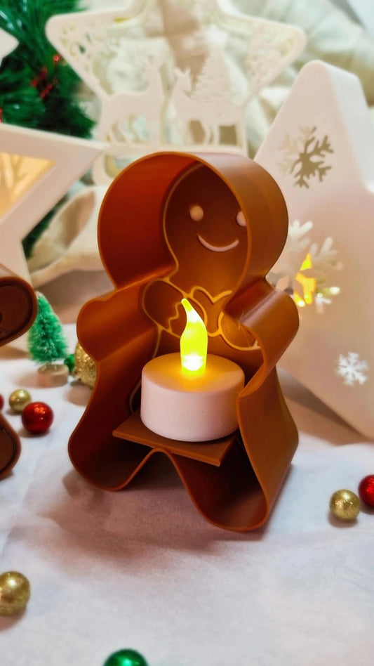 Photophore Pain d’Épice 3D – Avec Bougie LED – Décoration de Noël – Atelier MARS