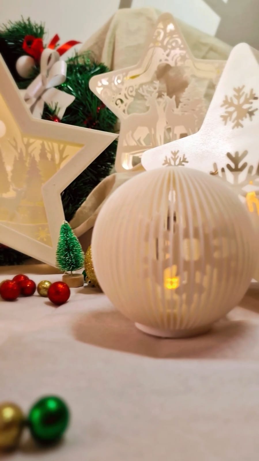 Photophore Rond 3D – Lumière LED – Décoration de Noël / Ambiance – Atelier MARS