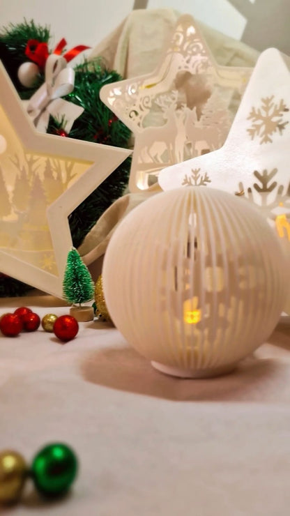 Photophore Rond 3D – Lumière LED – Décoration de Noël / Ambiance – Atelier MARS