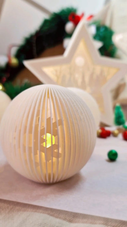 Photophore Rond 3D – Lumière LED – Décoration de Noël / Ambiance – Atelier MARS