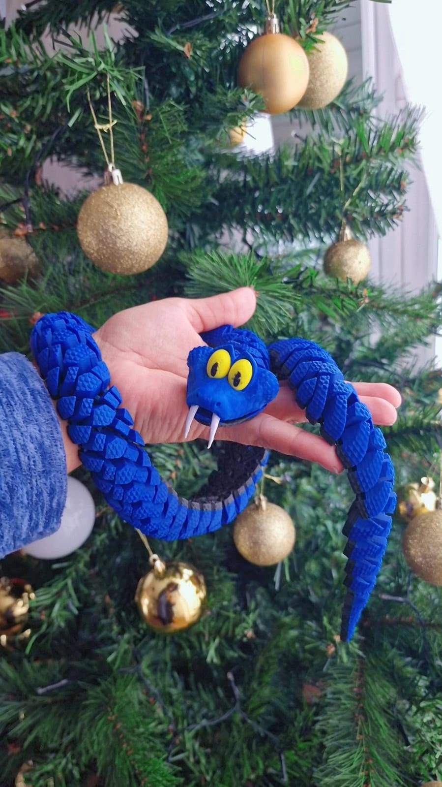 Serpent articulé 3D – Modèle Bleu XXL (74 cm) – Jouet flexible / Déco – Atelier MARS
