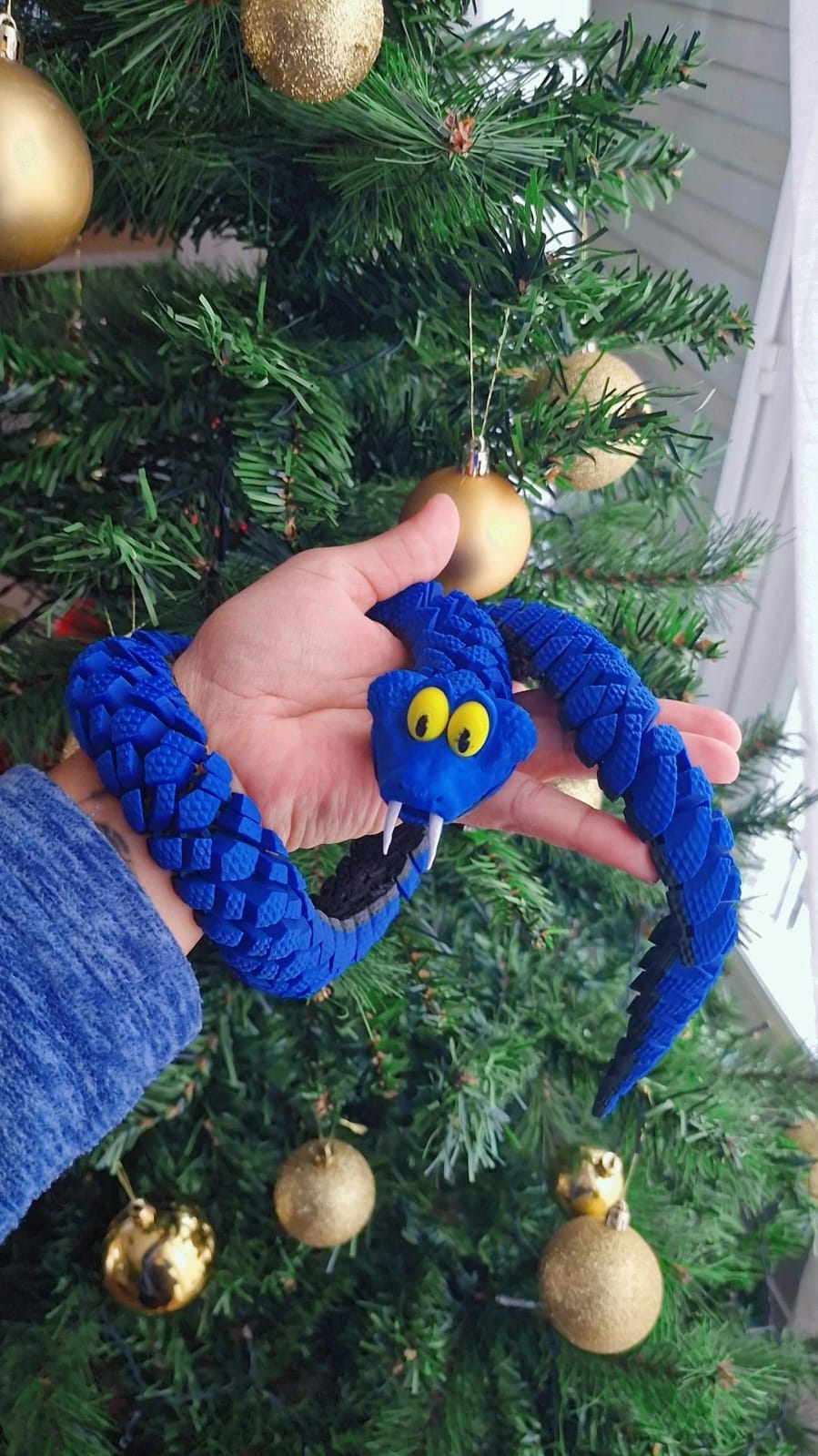 Serpent articulé 3D – Modèle Bleu XXL (74 cm) – Jouet flexible / Déco – Atelier MARS