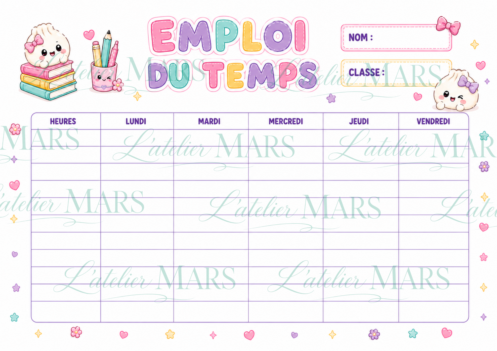 Emploi du temps à imprimer – Choisissez votre modèle